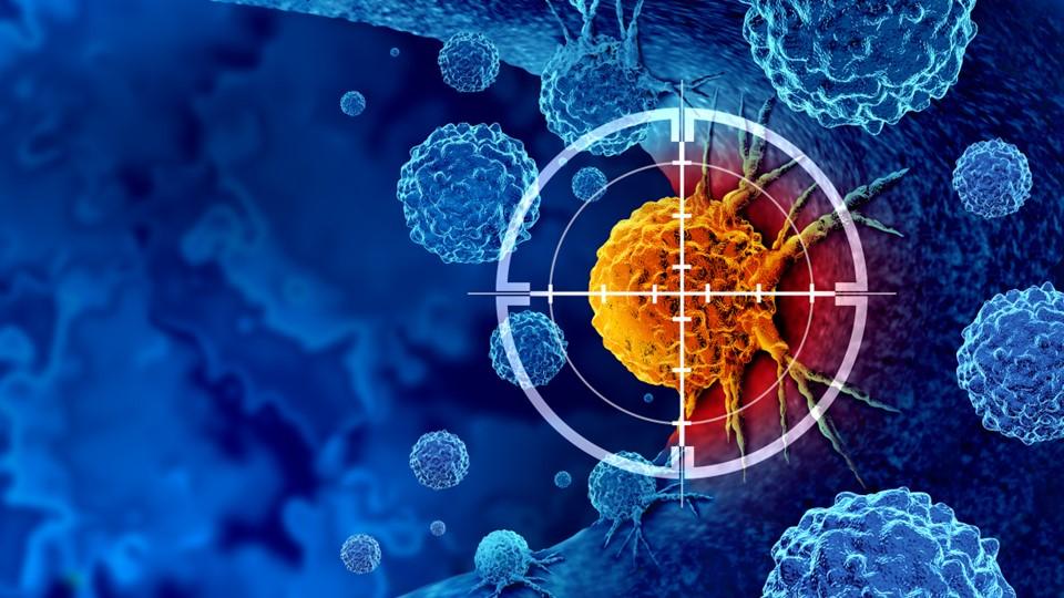 a cancer tumour in target sight